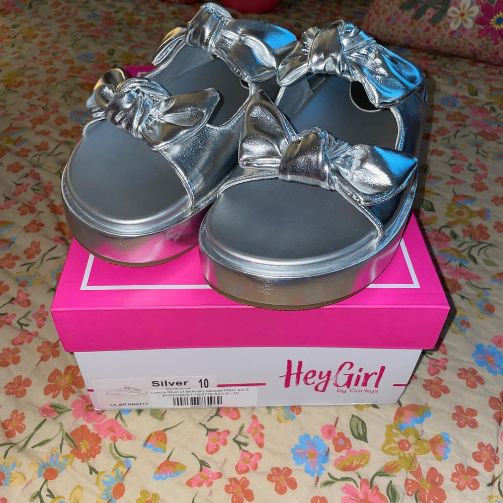Corkys Silver Bow Sandals